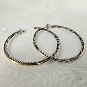 🔥David YURMAN Large ElegantTwo-Tone Hoop Earrings